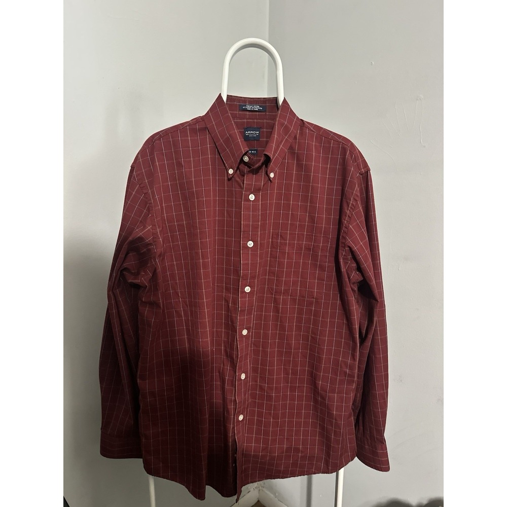 Arrow Button-Down Collar Dress Shirt Men's Large 16-16.5 Cotton/Poly